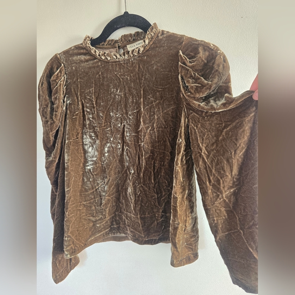 Ulla Johnson Puff Sleeve Blouse Brown Velvet - Picture 3 of 9